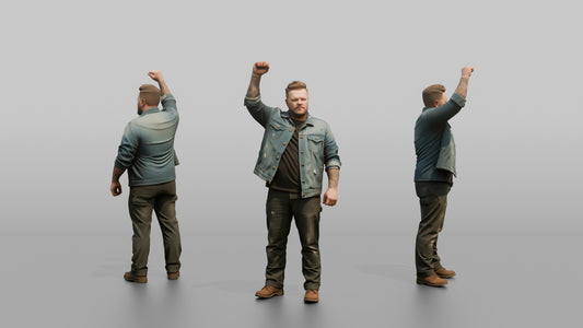 Protester Man Raising a Fist in the Air