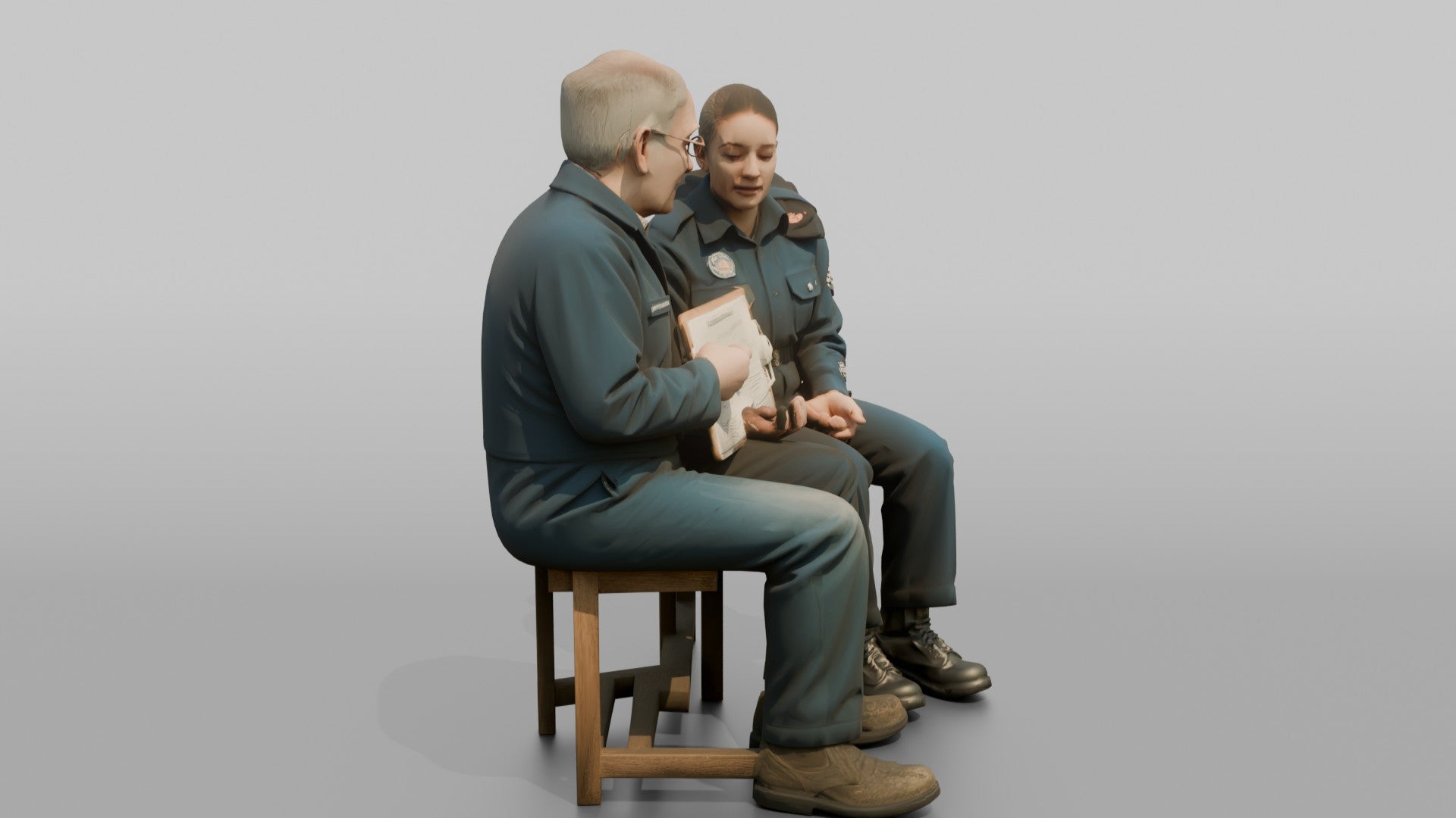Engineer Explaining a Schematic to a Cadet