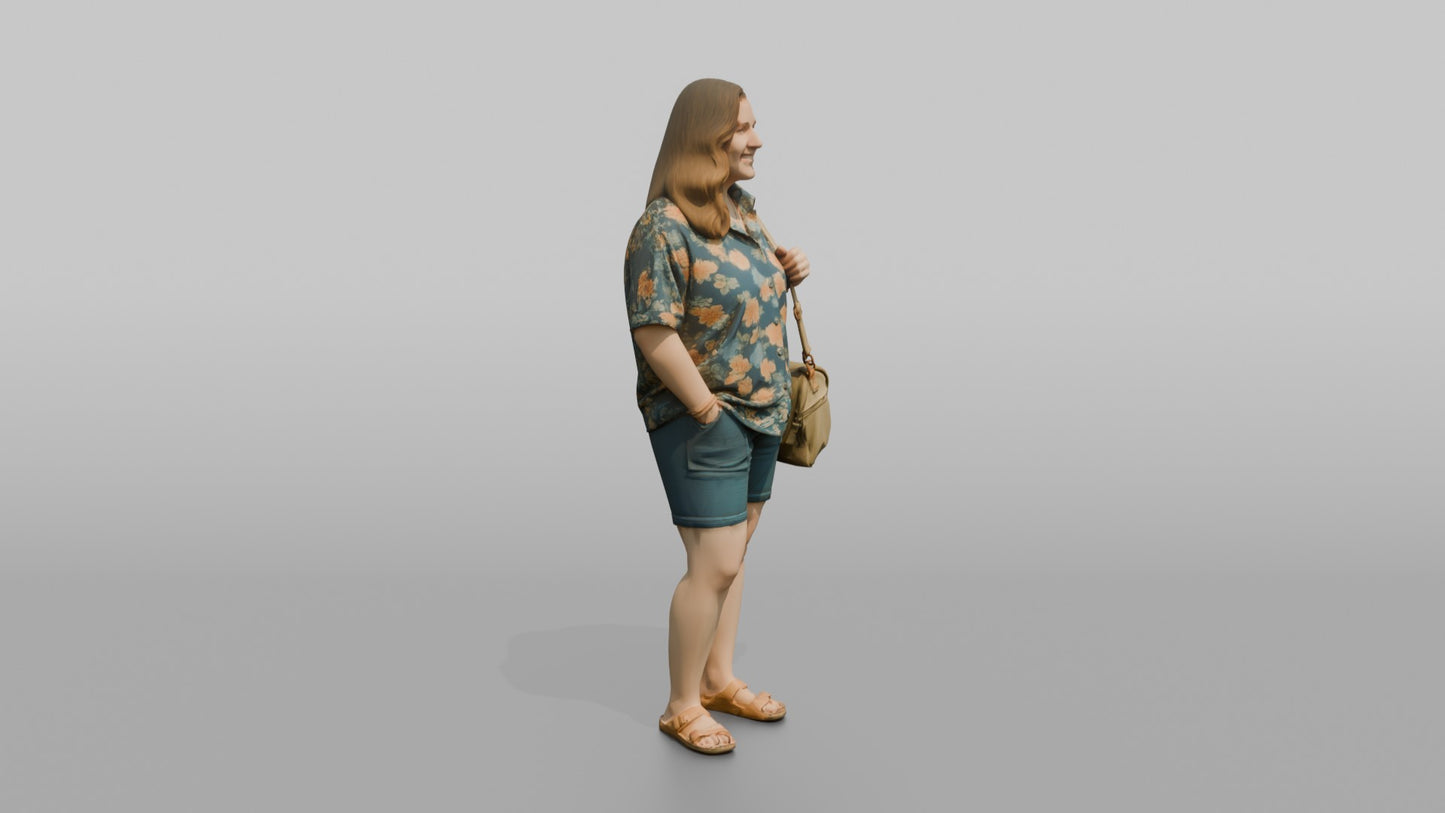 Vacationer Wearing Loose Floral Shirt