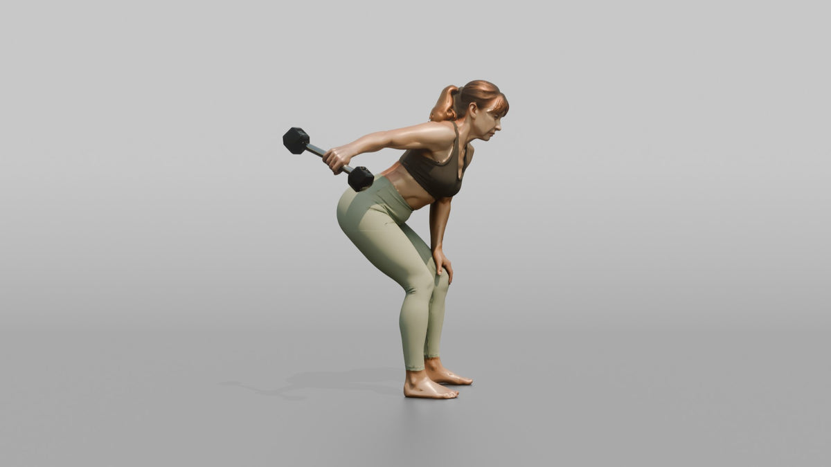 Weightlifter Woman Performing A Tricep Kickback With A Dumbbell - 3D character model, view 5
