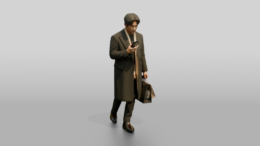 Man Checking Phone While Shopping