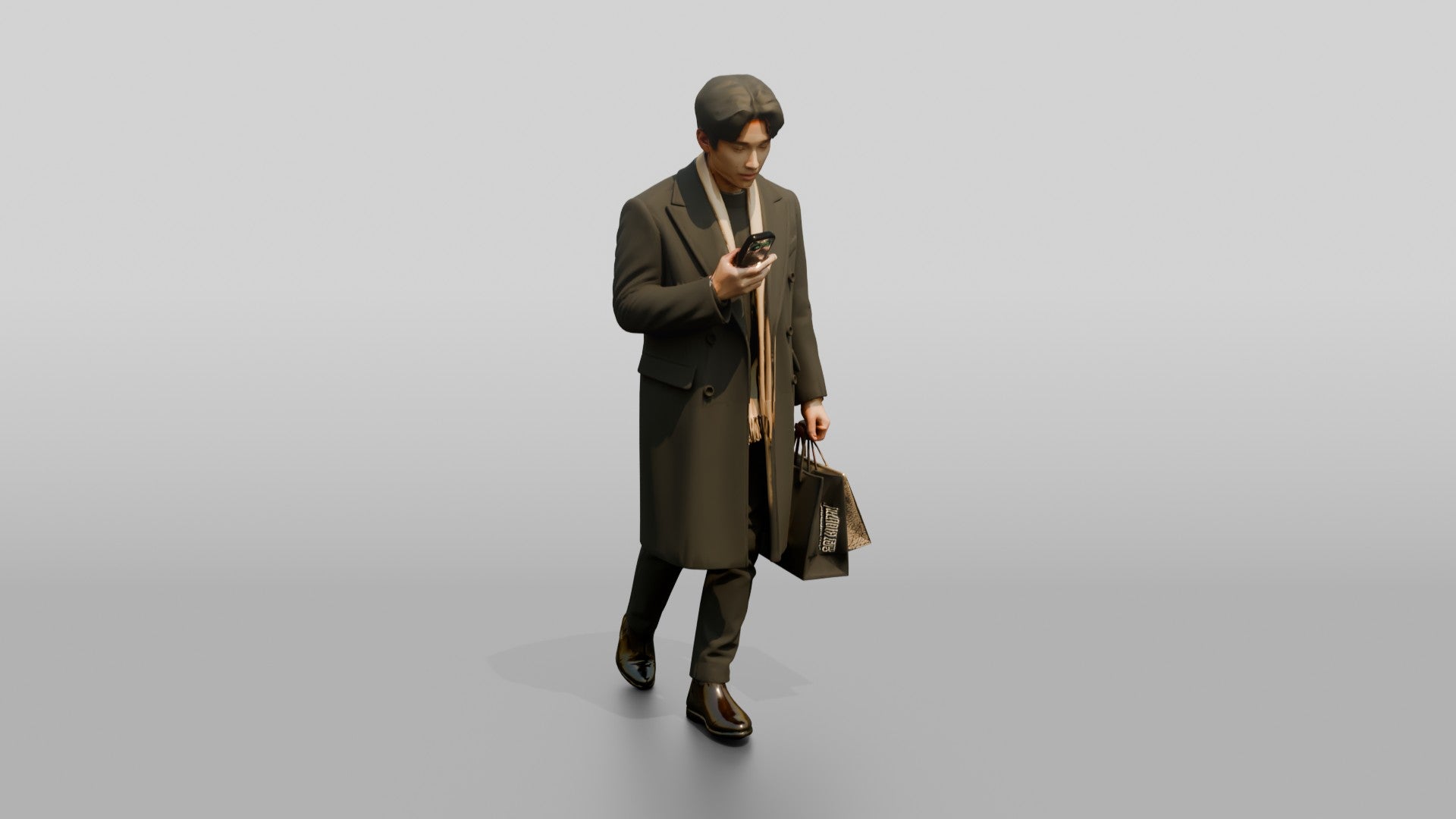 Man Checking Phone While Shopping