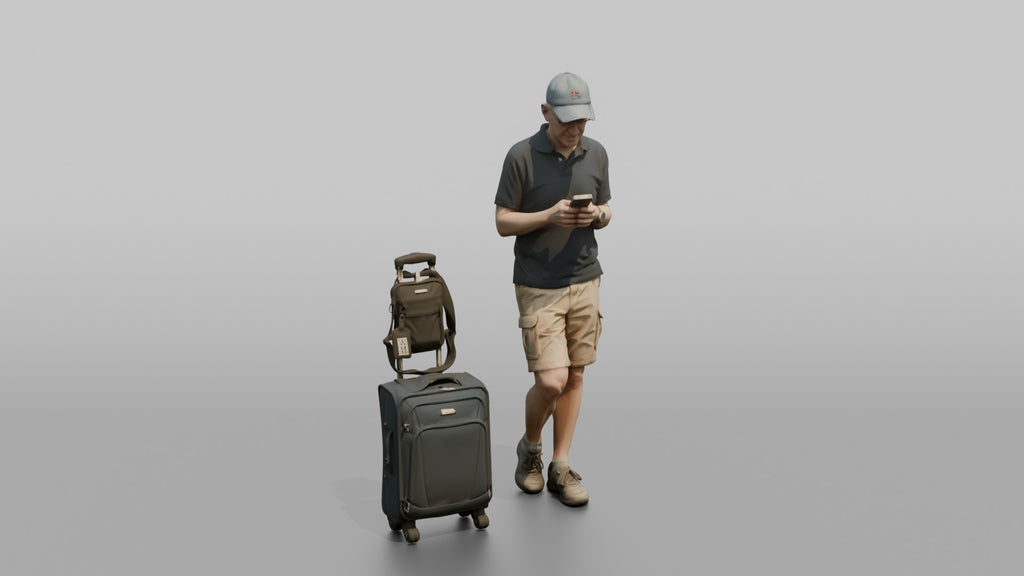 Traveler Leaning Against A Pillar