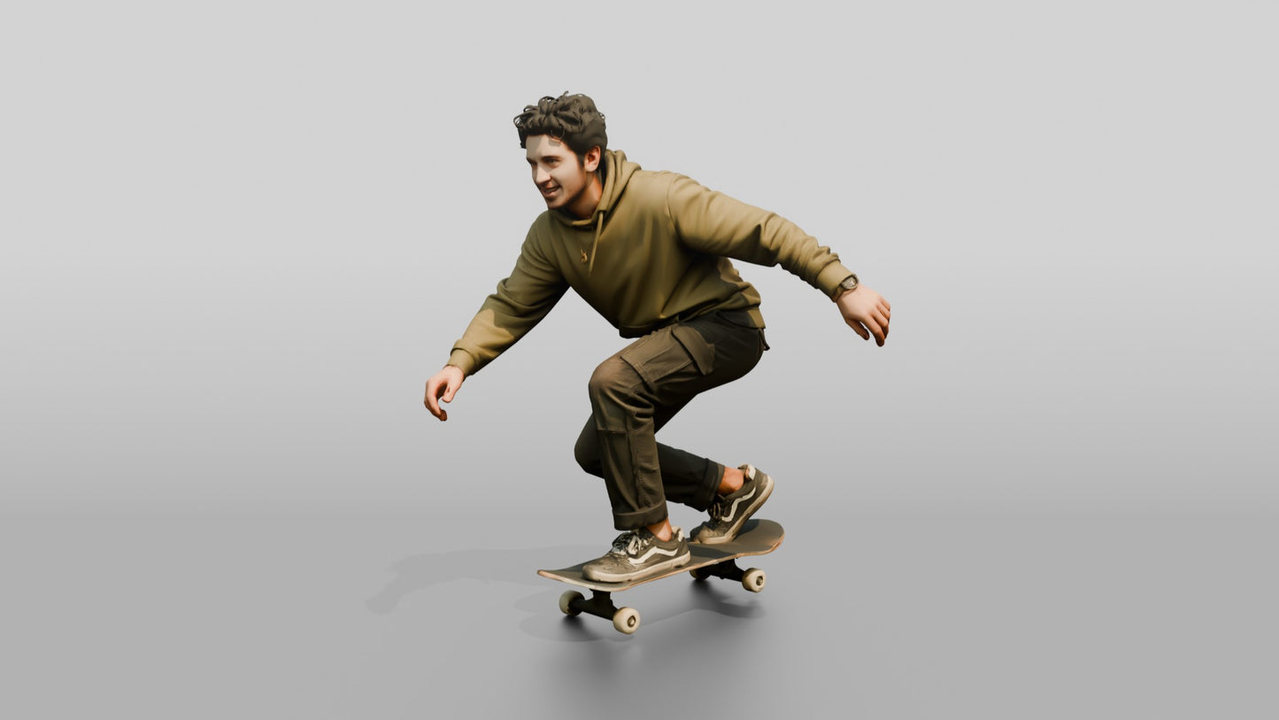 Man Riding Skateboard Crouching