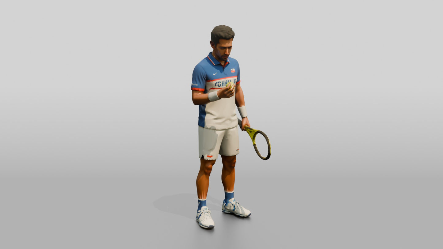 Male Tennis Player Inspecting the Ball Before Serving
