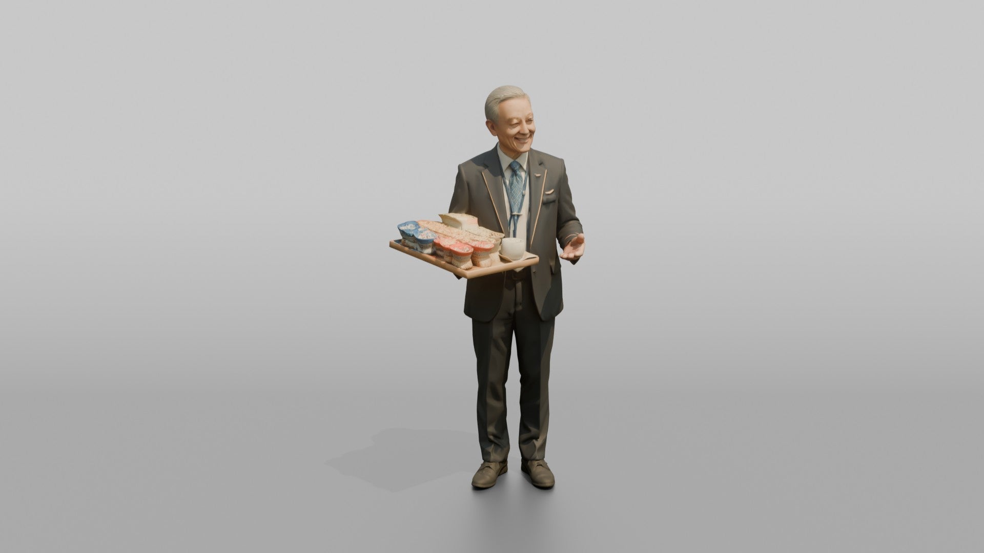 Caucasian Flight Attendant Checking Baggage Tags