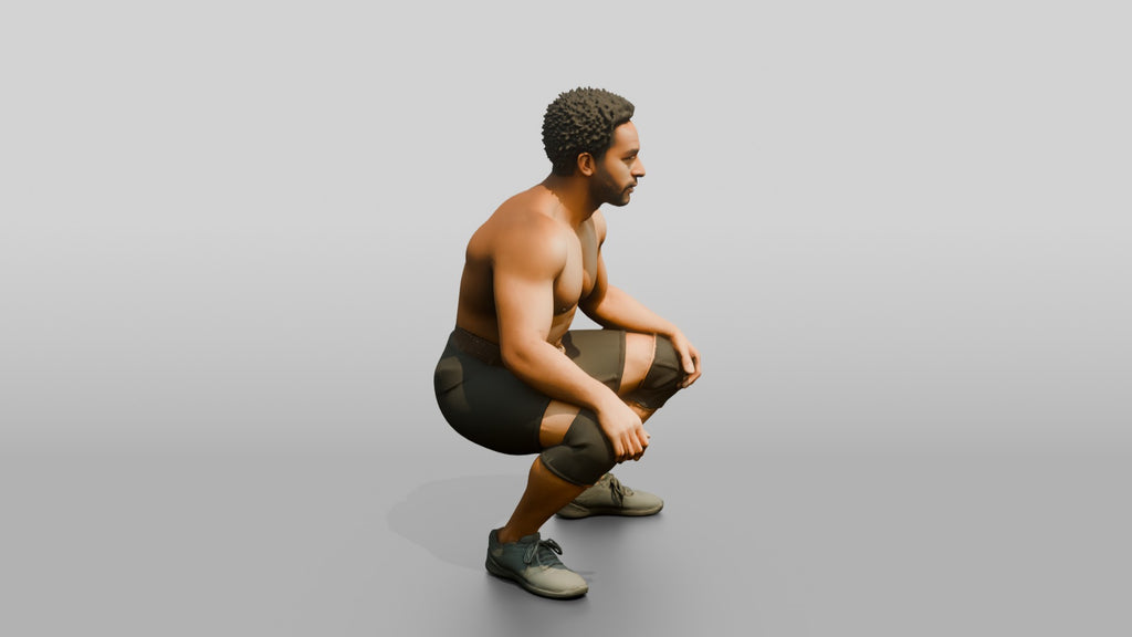 Man in Deep Squat Stance