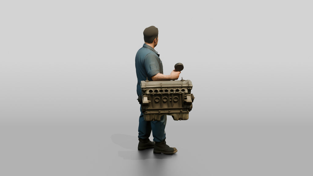 Mechanic Holding a Compression Test Gauge
