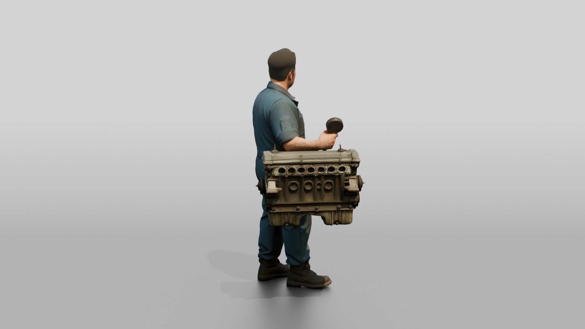 Mechanic Holding a Compression Test Gauge