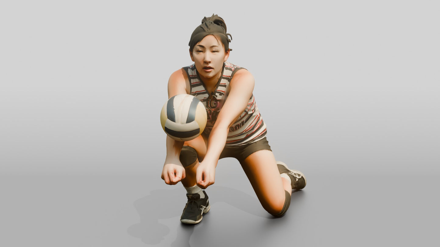 Caucasian Female Volleyball Player in Neon Yellow Jersey