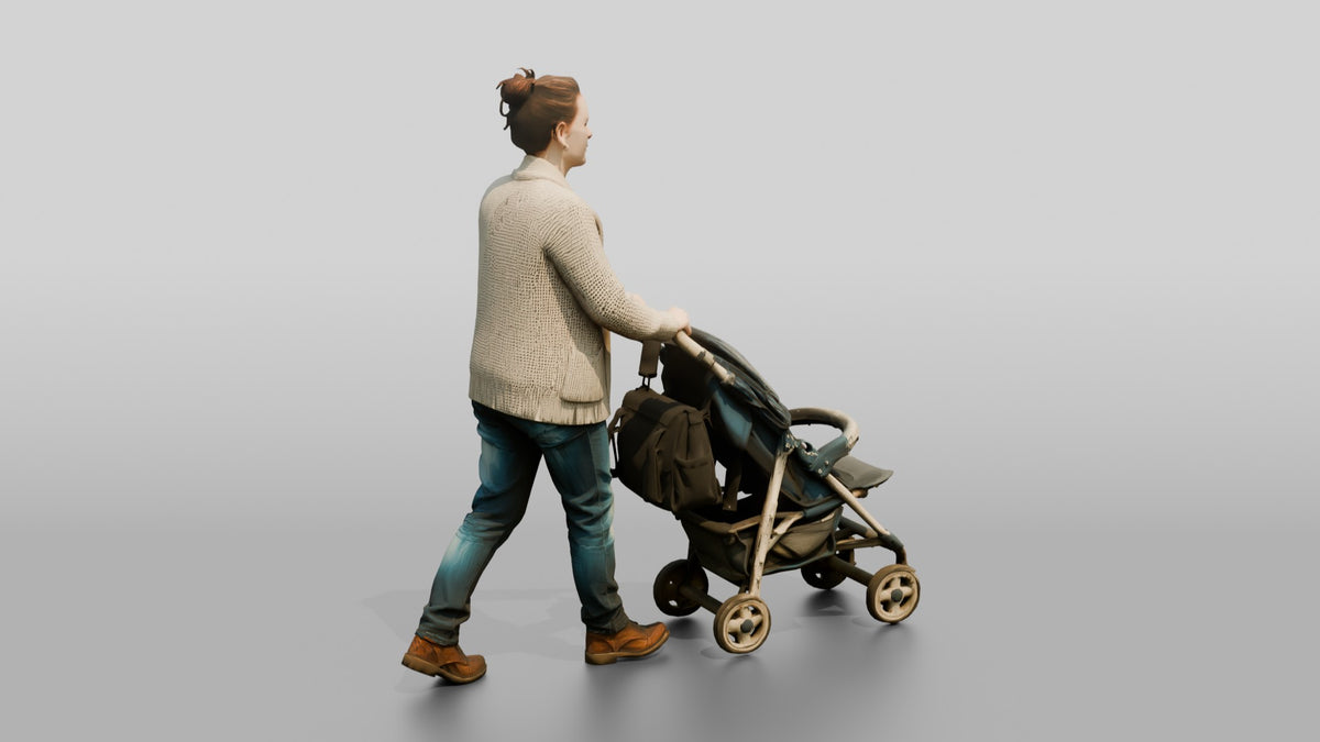 Caucasian Female Walking - 3D character model, view 3