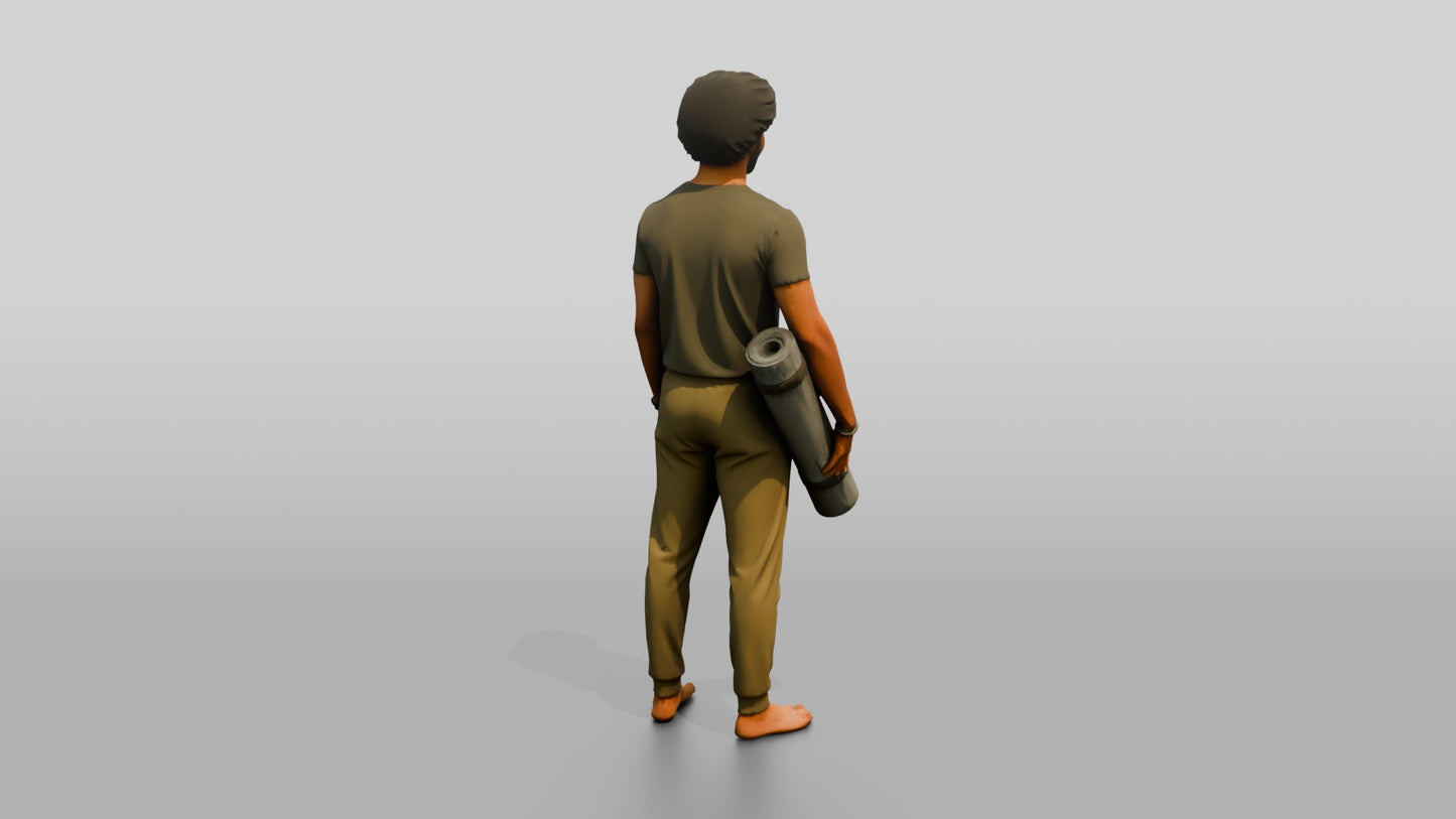 Standing Man Holding Yoga Mat