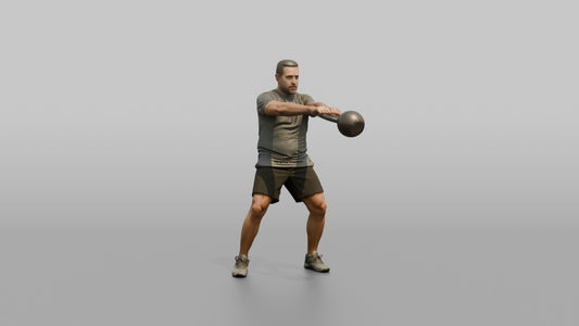 Weightlifter Man Performing A Kettlebell Swing - 3D character model