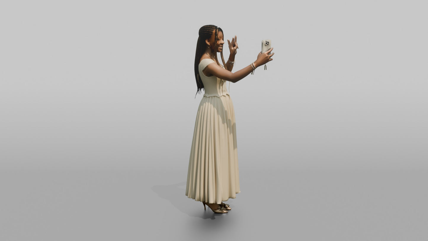 Teenage Wedding Guest Taking a Peace-Sign Photo