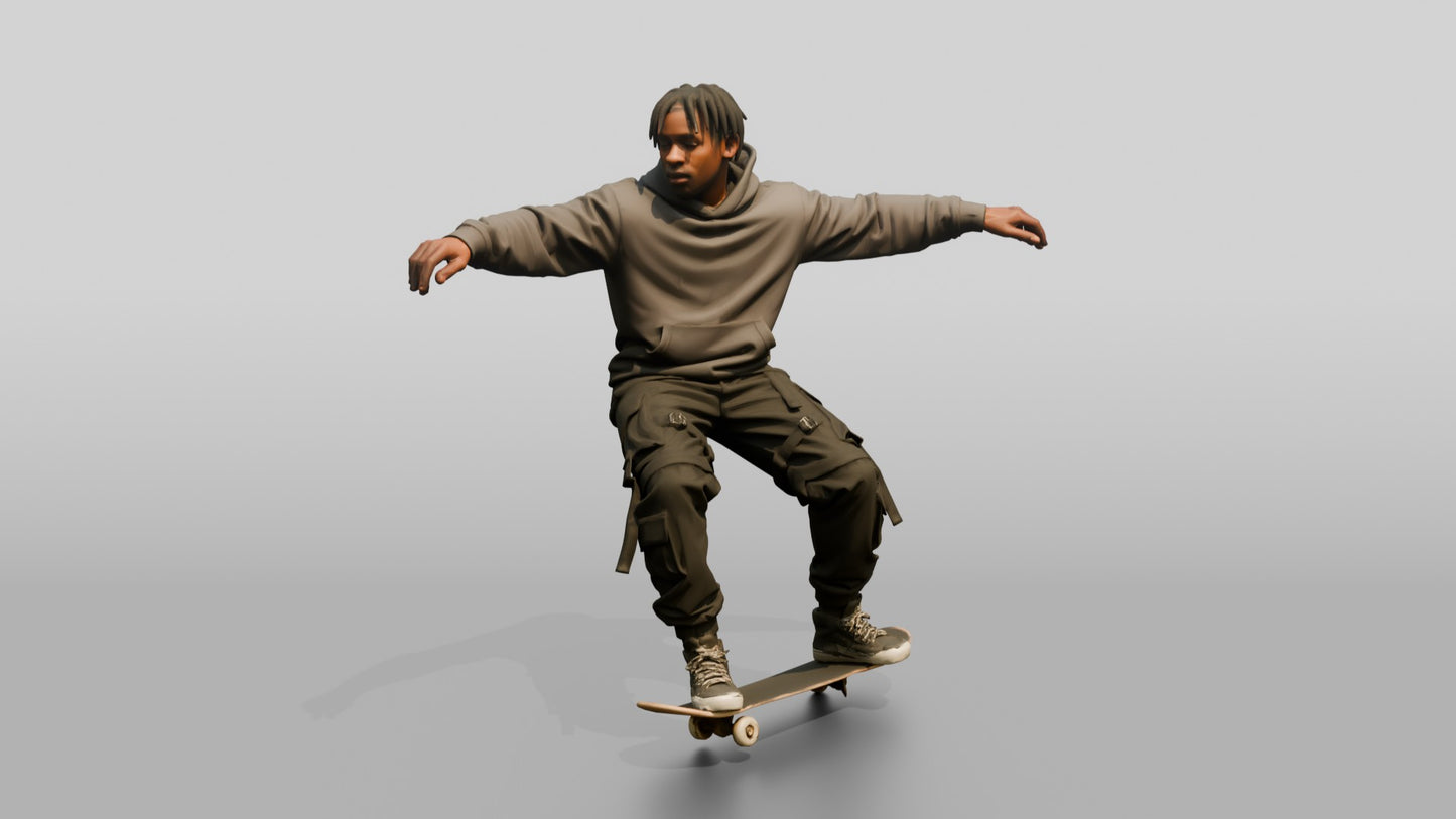Skateboarder Man Balancing Trick Pose