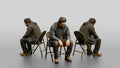 Homeless Man Looking Disoriented and Slouched Over