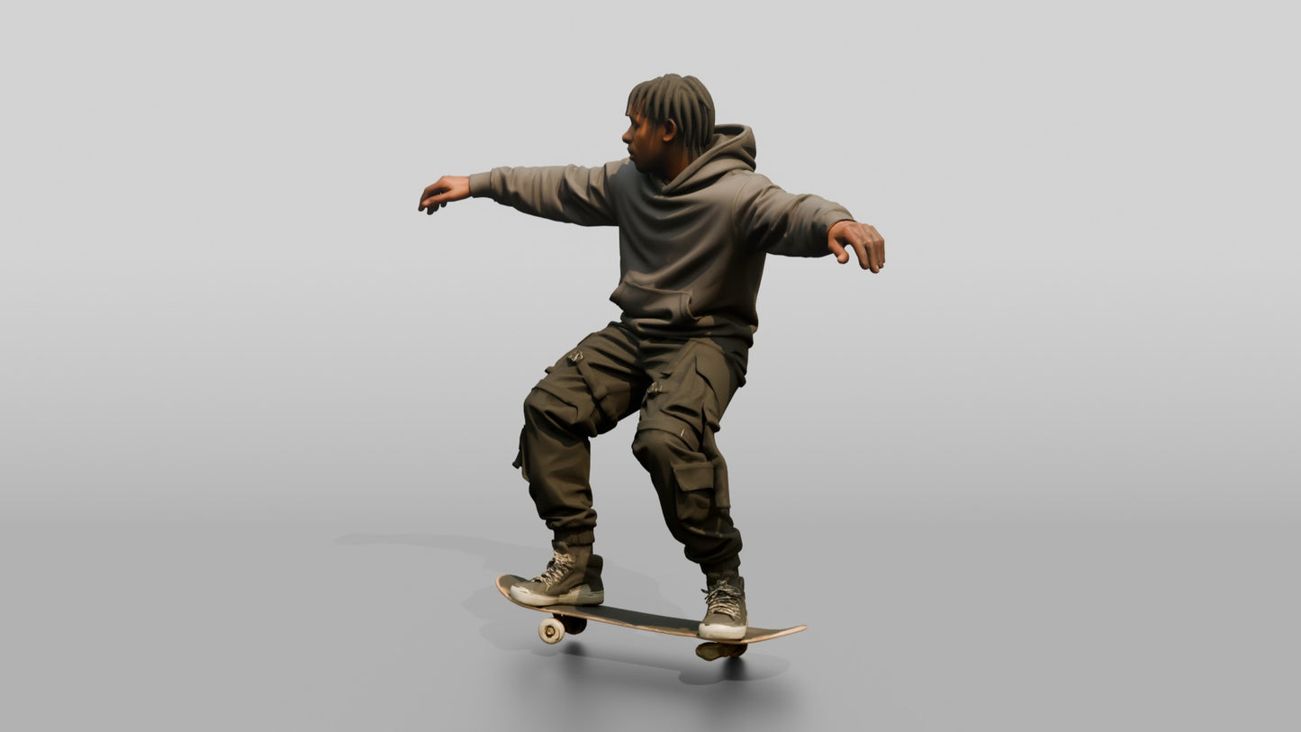 Skateboarder Man Balancing Trick Pose