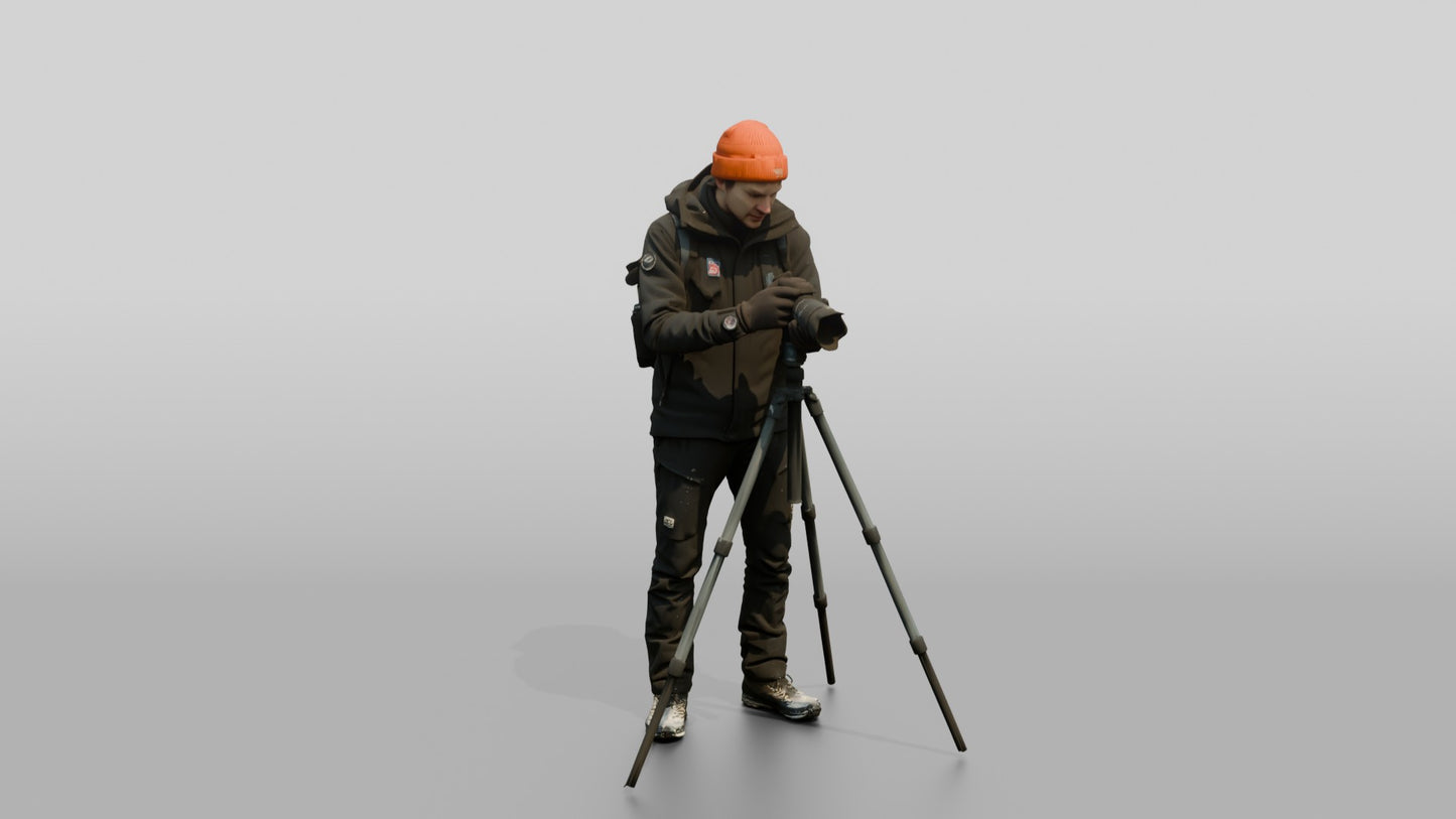 Norwegian Man Photographing a Frozen Tree