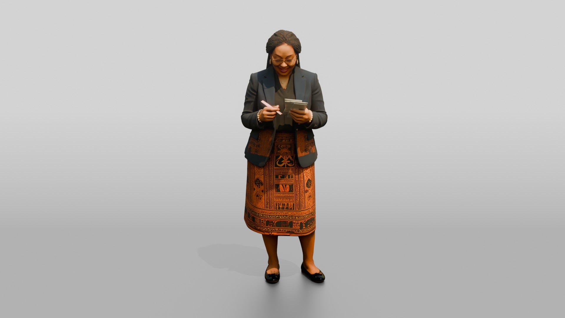 African Woman in a Blazer Checking Receipts