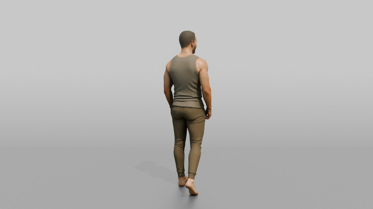 Fitness Influencer Man Standing Casually With One Leg Slightly Forward - 3D character model, view 3