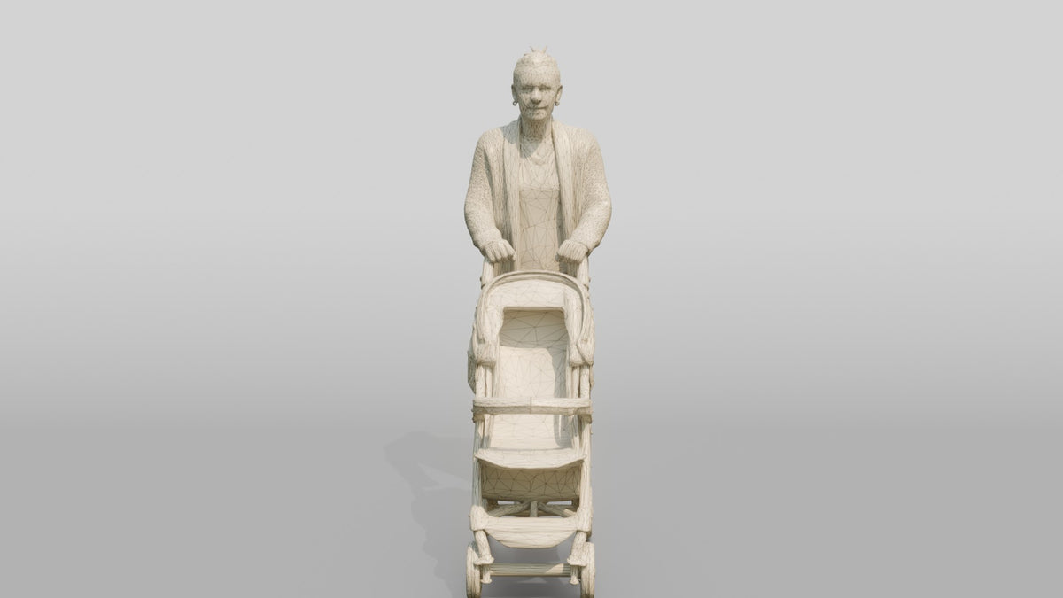 Caucasian Female Walking - wireframe topology preview