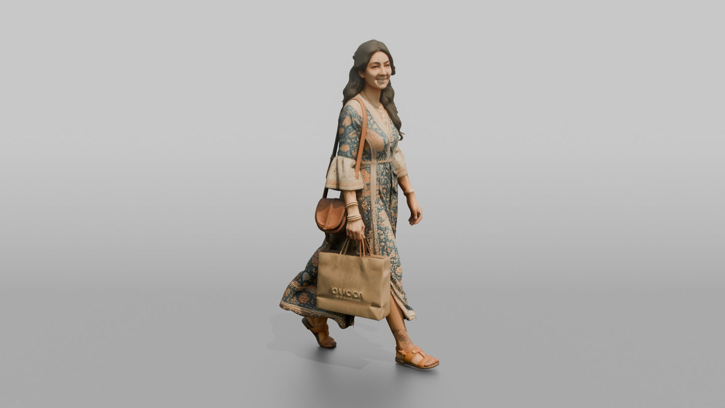 Vacationer Wearing Bohemian Printed Maxi Dress