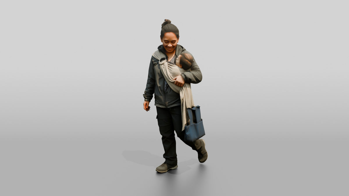 Southeast Asian Female Walking - 3D character model, view 4