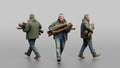 Farmer Carrying Armful Of Thick Hardwood Logs
