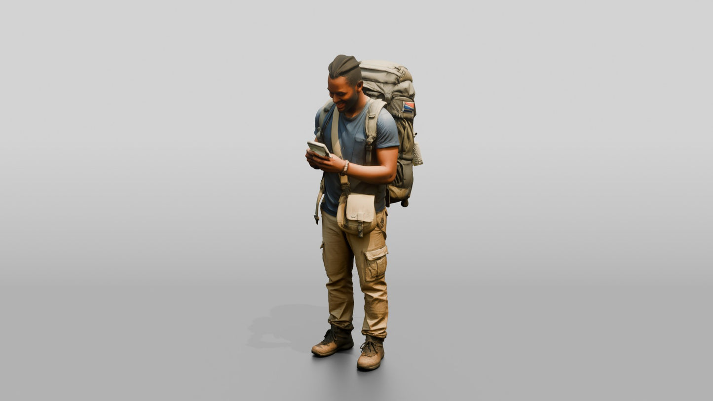 Weary Backpacker at Train Station