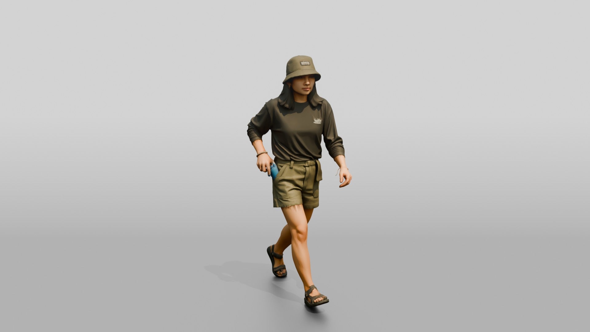 Woman Slipping Water Bottle Into Pocket
