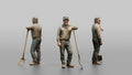 Farmer Leaning On Long Wooden Shovel