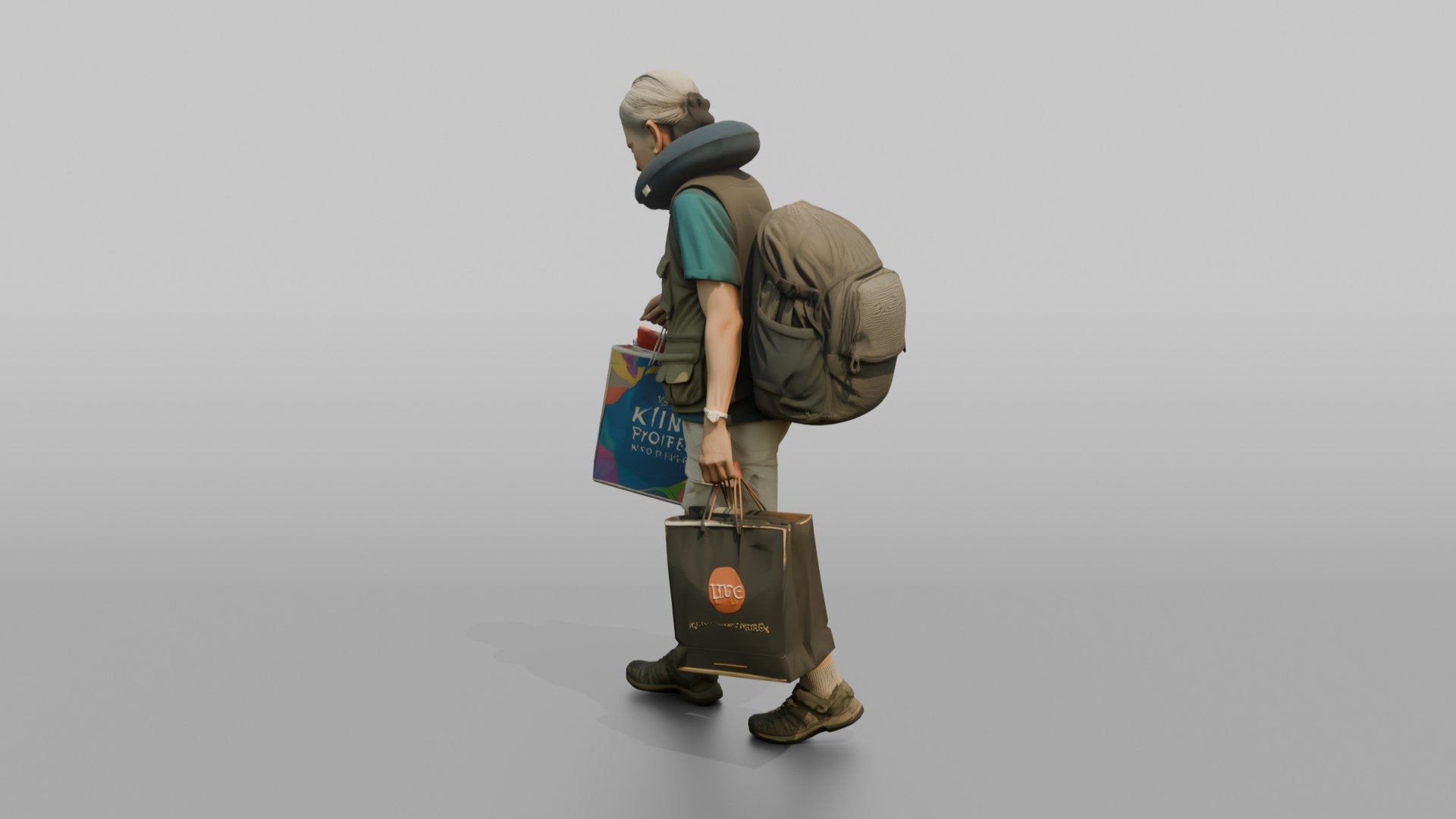 Traveler Browsing Duty-Free Shopping Bags