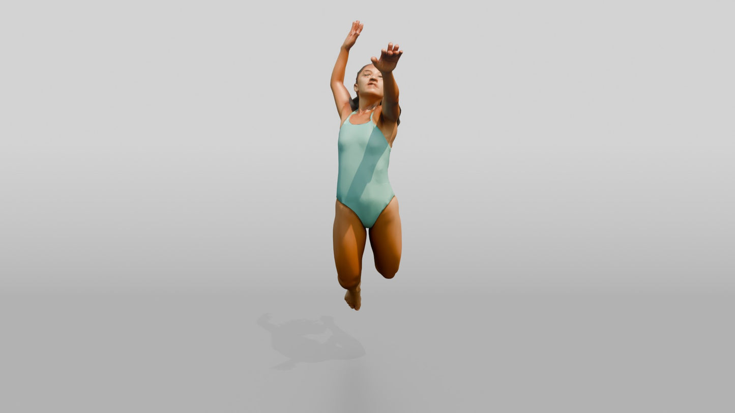 Latina Woman Jumping to Spike Volleyball