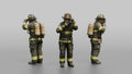 Firefighter Man Securing His Oxygen Mask Over His Face