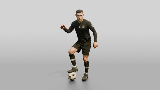 Soccer Player Trapping Ball Under Sole - 3D character model, view 1