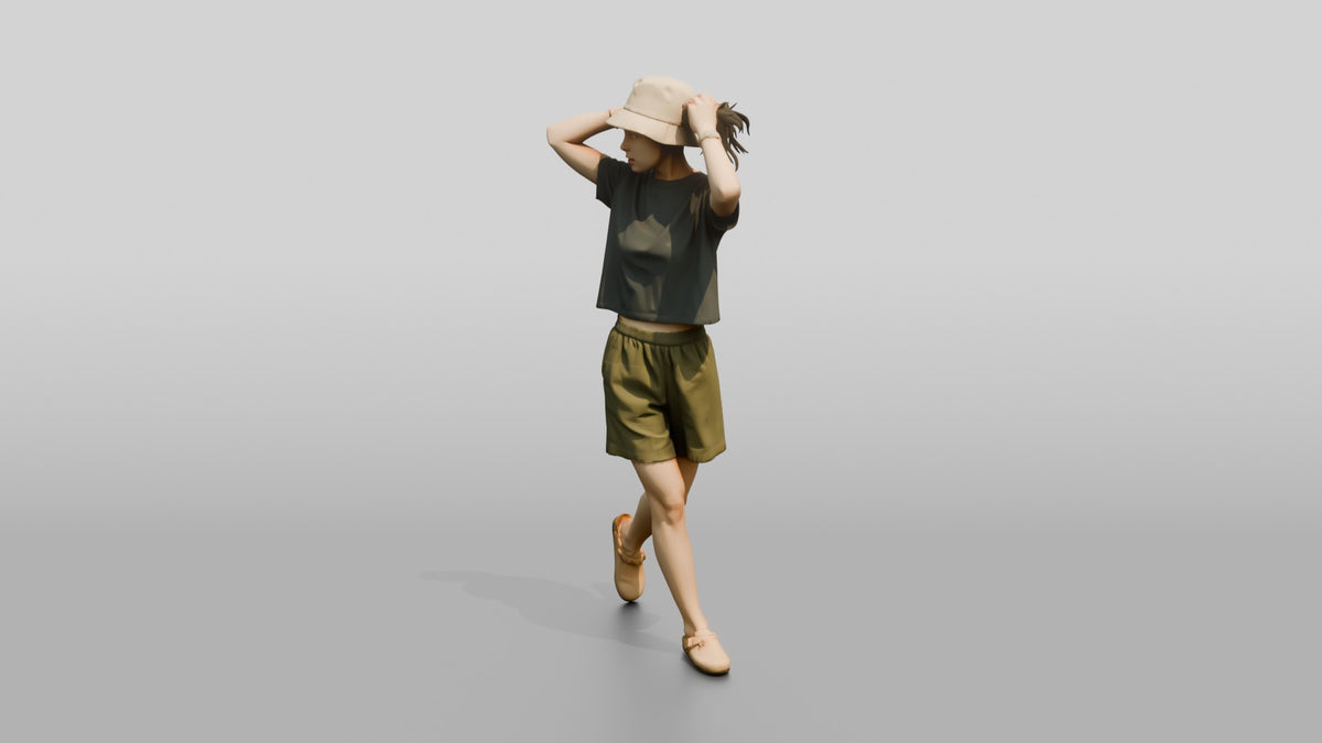 Woman Tying Back Her Hair - 3D character model, view 4