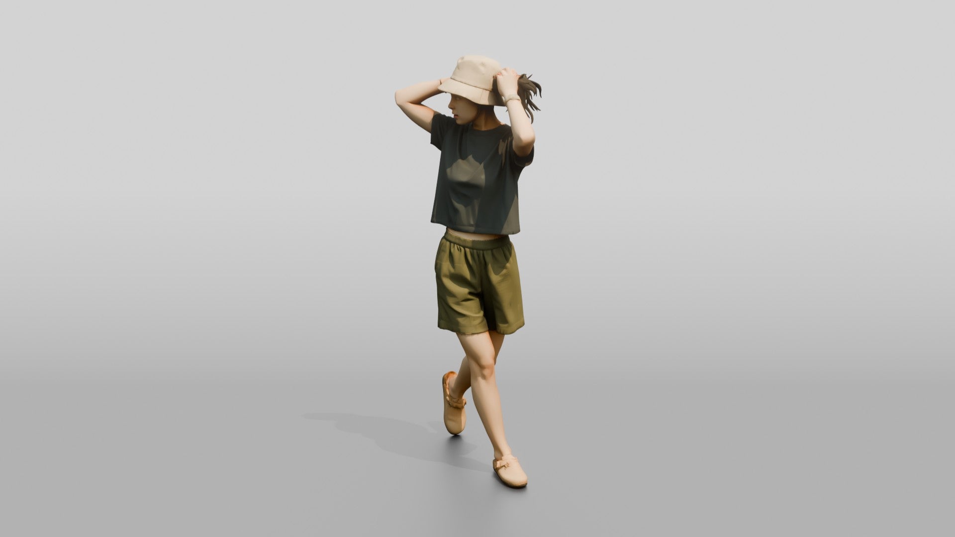 Woman Tying Back Her Hair
