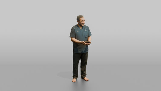 Massage Therapist Man Holding Warm Stones In Cupped Hands - 3D character model