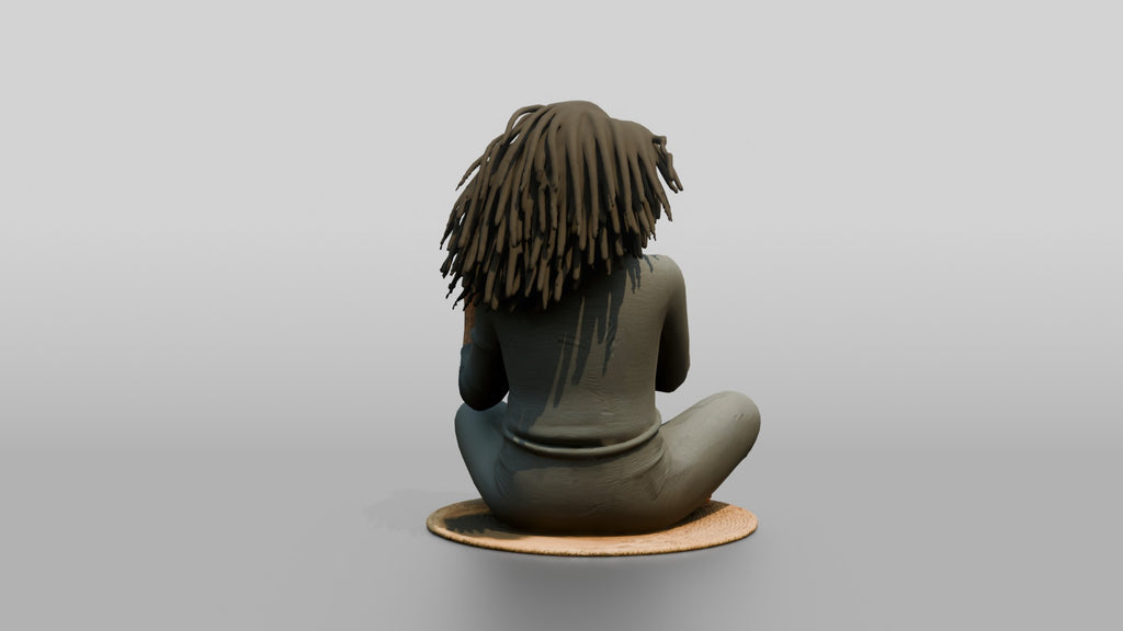 Homeless Woman Sitting Cross-legged While Brushing Out Her Hair