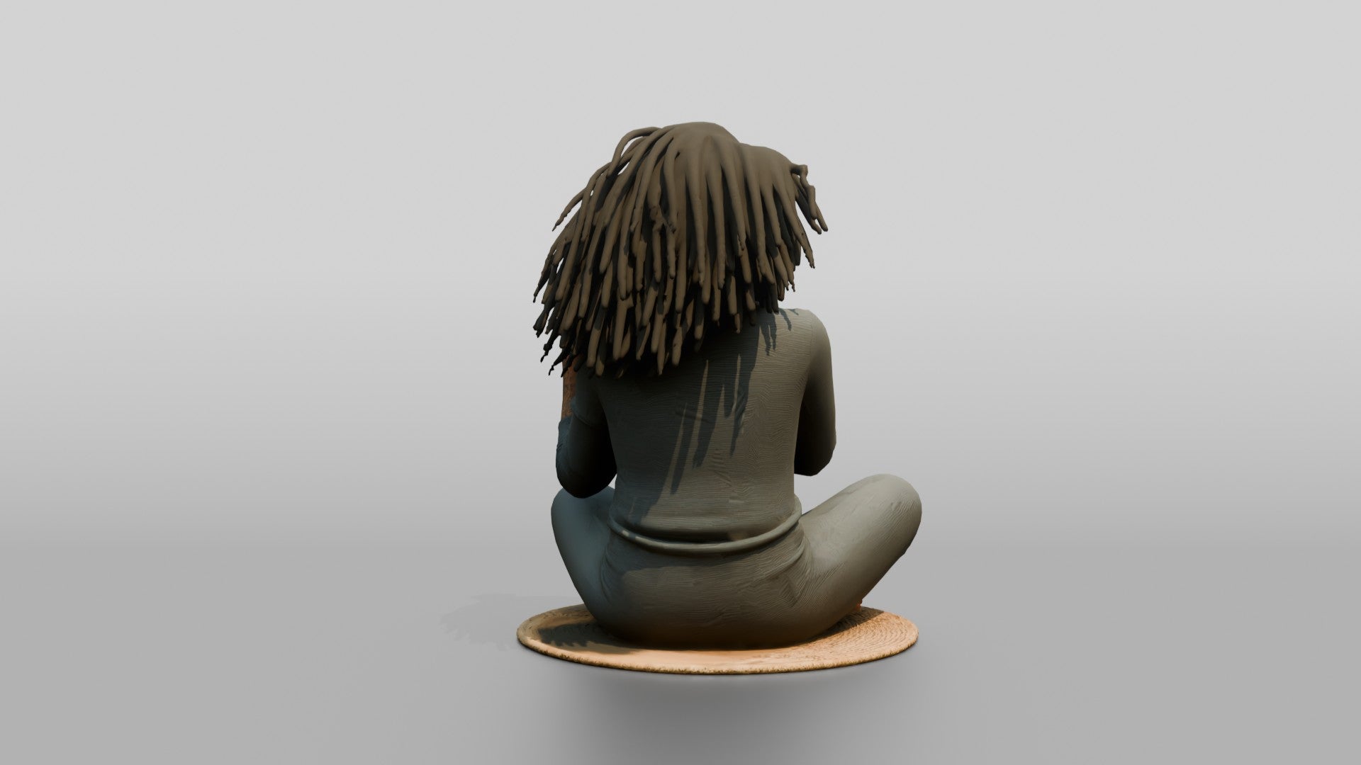 Homeless Woman Sitting Cross-legged While Brushing Out Her Hair