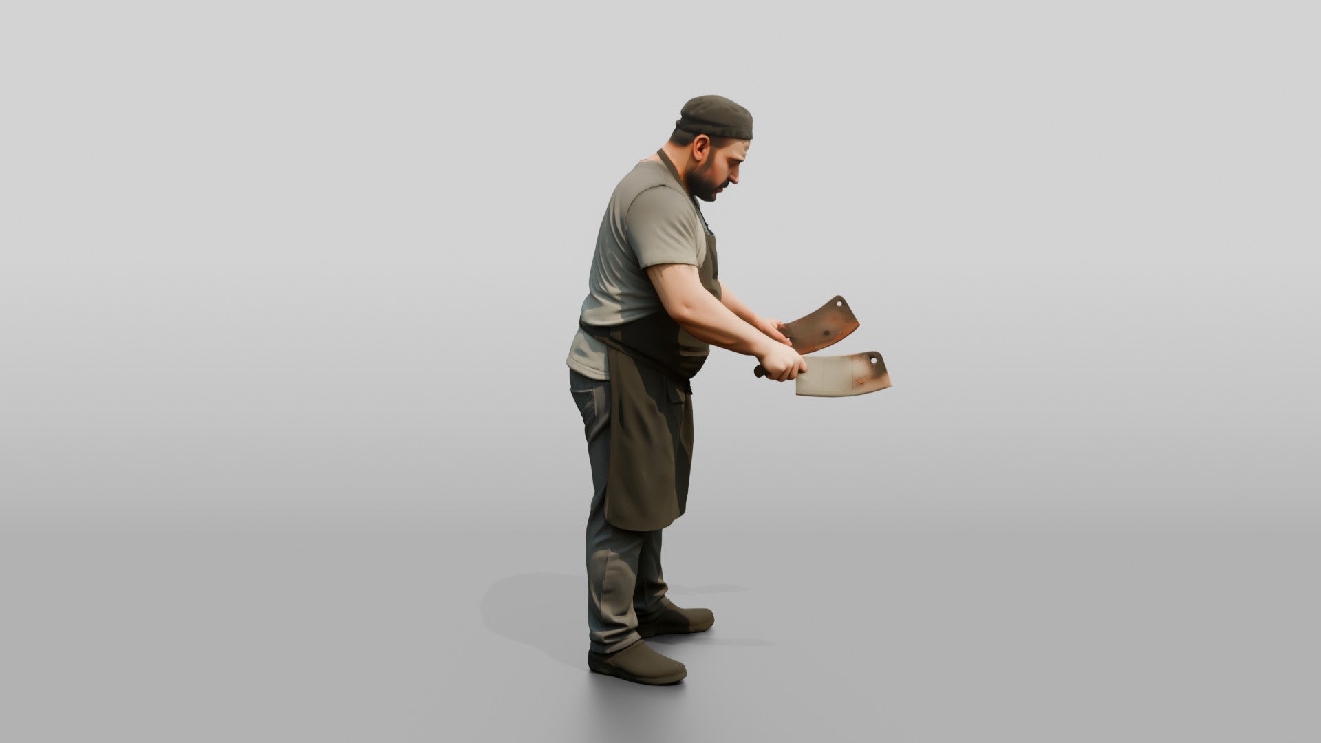 Cook Chopping Kebab Meat