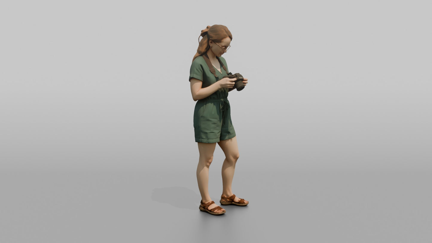 Vacationer Reviewing Captured Photos