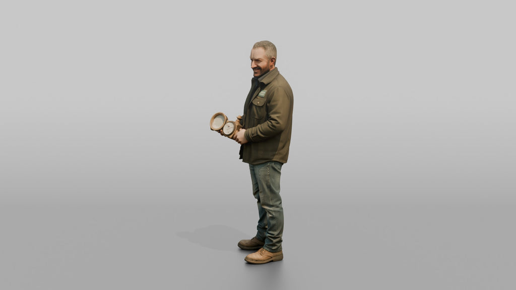 Farmer Holding Open Water Flow Meter Gauge