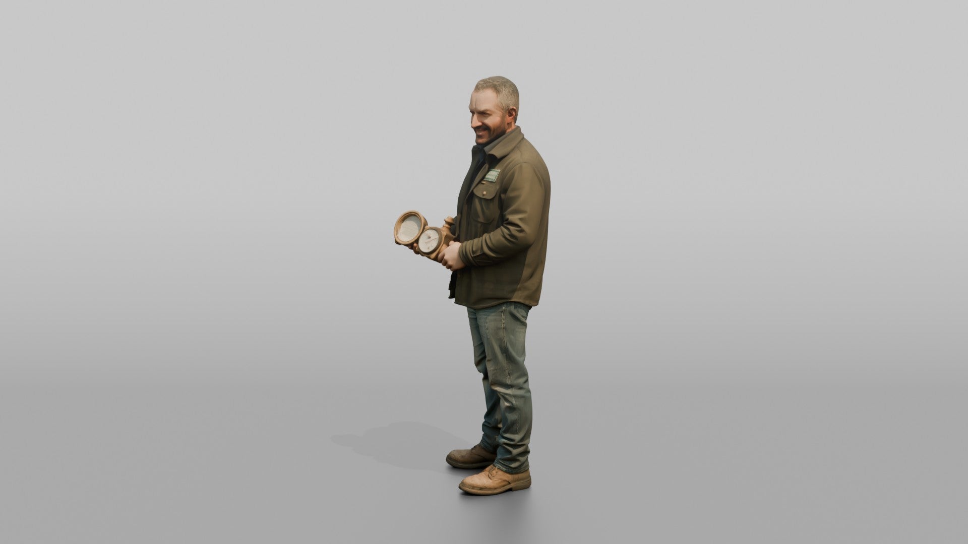 Farmer Holding Open Water Flow Meter Gauge