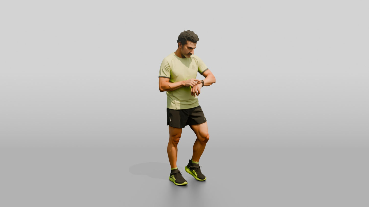 Middle-Aged Athletic Greek Man Checking His Fitness Tracker