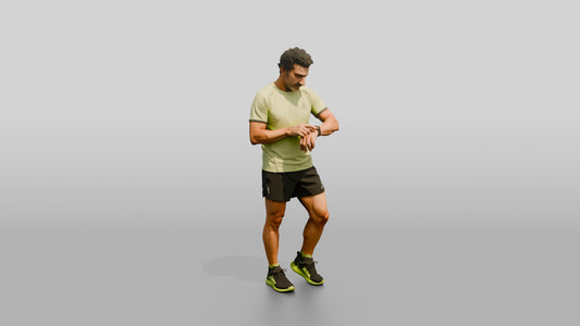 Middle-Aged Athletic Greek Man Checking His Fitness Tracker - 3D character model, view 1