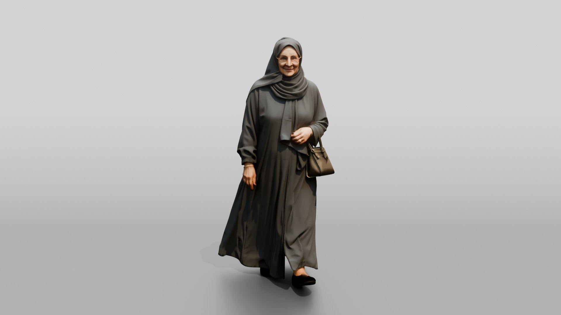 Elegant Elderly Saudi Woman in Abaya and Hijab