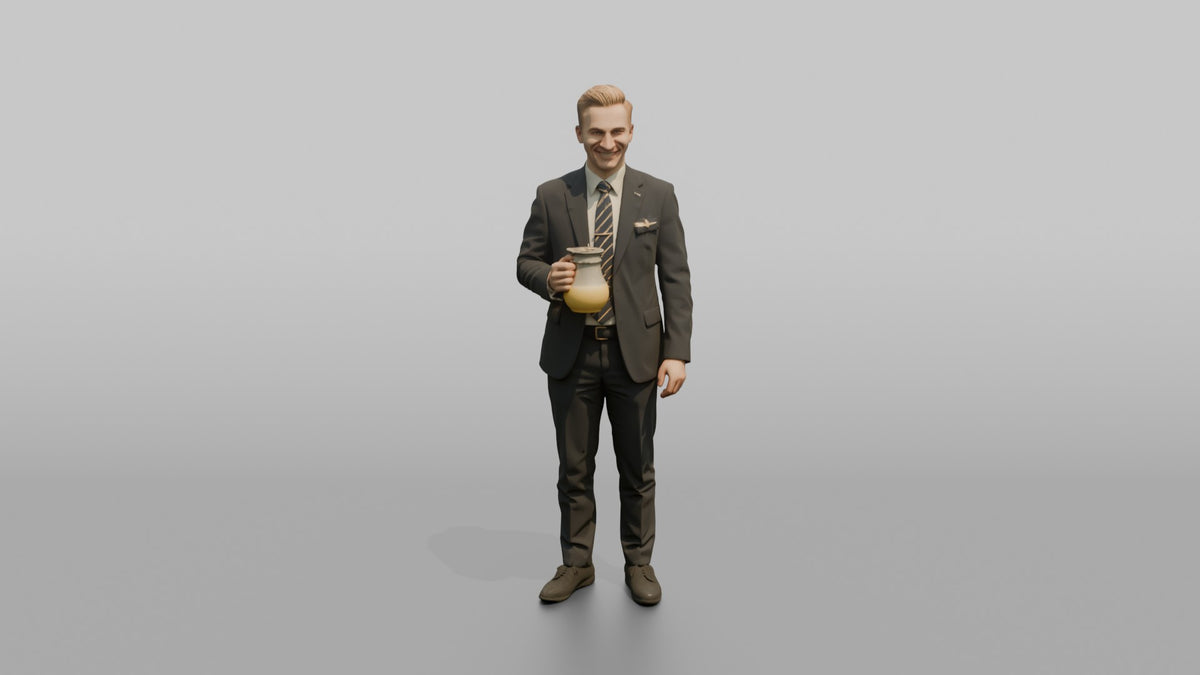 South Asian Airline Captain Waving Goodbye - 3D character model, view 5
