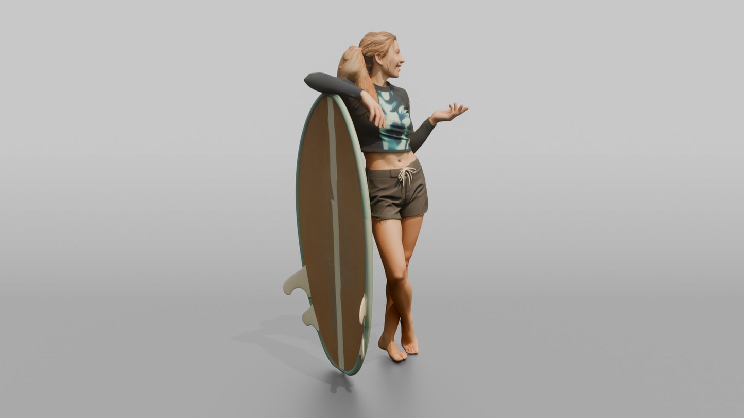 Surfer Leaning on Her Surfboard