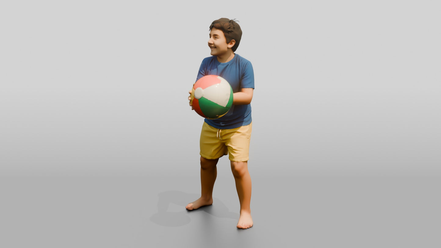 Plus-Size Cypriot Boy Holding an Inflatable Beach Ball
